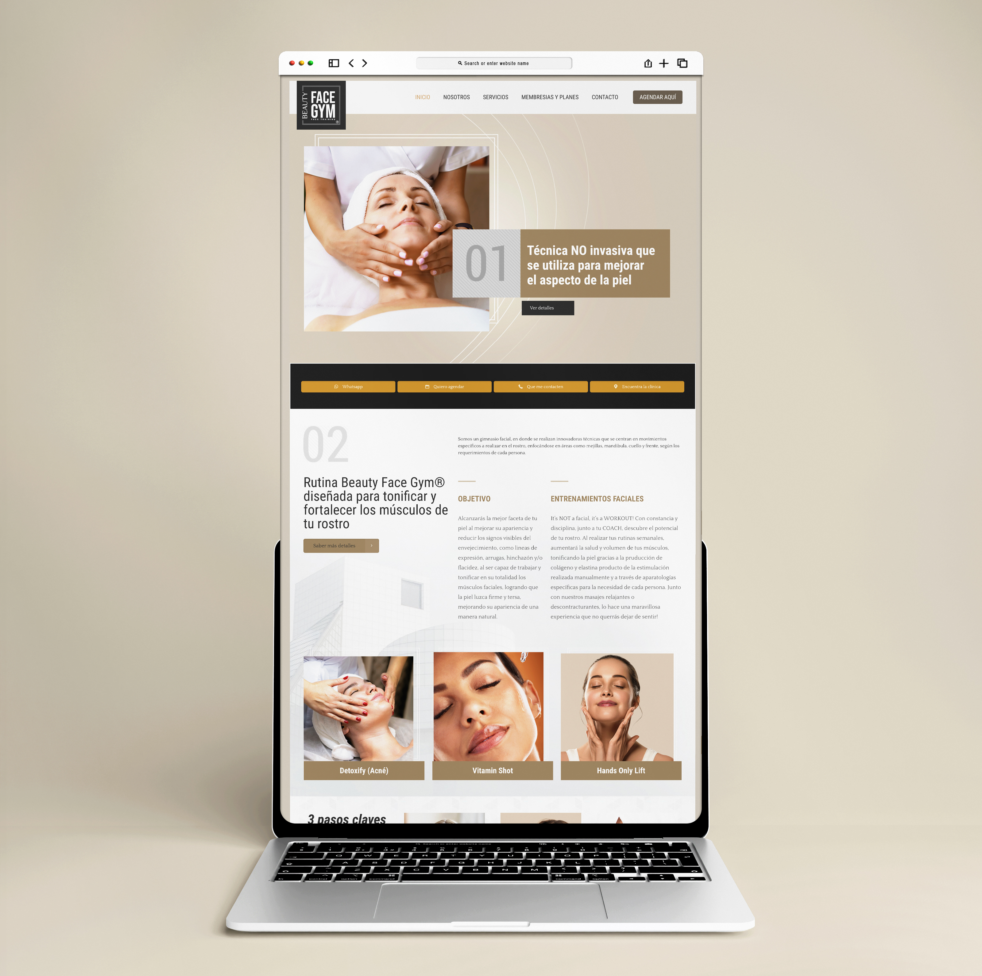 Diseño web BeautyFaceGym Santiago — sistema de reservas online